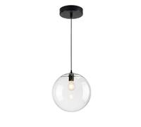 ZTTECH Lámpara Colgante de Techo Cristal Moderna E27 Globo Transparente Acabado Dorado Lámpara Colgante Ajustable 150cm para Isla Cocina Comedor Dormitorio Café Pasillo (Negro, 15cm)