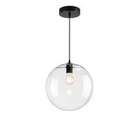 ZTTECH Lámpara Colgante de Techo Cristal Moderna E27 Globo Transparente Acabado Dorado Lámpara Colgante Ajustable 150cm para Isla Cocina Comedor Dormitorio Café Pasillo (Negro, 20cm)