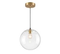 ZTTECH Lámpara Colgante de Techo Cristal Moderna E27 Globo Transparente Acabado Dorado Lámpara Colgante Ajustable 150cm para Isla Cocina Comedor Dormitorio Café Pasillo (Dorado, 25cm)