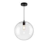 ZTTECH Lámpara Colgante de Techo Cristal Moderna E27 Globo Transparente Acabado Dorado Lámpara Colgante Ajustable 150cm para Isla Cocina Comedor Dormitorio Café Pasillo (Negro, 30cm)
