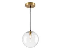 ZTTECH Lámpara Colgante de Techo Cristal Moderna E27 Globo Transparente Acabado Dorado Lámpara Colgante Ajustable 150cm para Isla Cocina Comedor Dormitorio Café Pasillo (Dorado, 15cm)