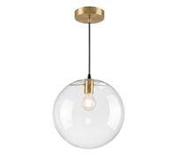 ZTTECH Lámpara Colgante de Techo Cristal Moderna E27 Globo Transparente Acabado Dorado Lámpara Colgante Ajustable 150cm para Isla Cocina Comedor Dormitorio Café Pasillo (Dorado, 30cm)