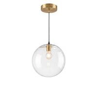 ZTTECH Lámpara Colgante de Techo Cristal Moderna E27 Globo Transparente Acabado Dorado Lámpara Colgante Ajustable 150cm para Isla Cocina Comedor Dormitorio Café Pasillo (Dorado, 20cm)