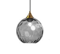 ZTTECH Lámpara Colgante de Vidrio Gris de 200 mm Estilo Vintage con Soporte de Metal Dorado Bronce Casquillo E27 Lámpara de Techo para Isla de Cocina Comedor Dormitorio Salón (Gris, 200 mm)