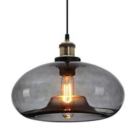 ZTTECH Lámpara colgante de vidrio gris humo Diseño industrial vintage Ajustable para cocina isla dormitorio comedor Compatible con bombilla E27 (Gris ahumado)