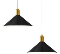 ZTTECH Lámpara Colgante Minimalista Moderna de 35 cm Altura Ajustable Casquillo E27 Lámpara de Techo Metálica para Isla de Cocina Comedor Dormitorio Bar Cafetería (Negro-2 piezas)