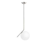 ZTTECH Lámpara Colgante Moderna de Vidrio Globo de Vidrio Opalino Acabado Metálico E27 Hanging Light Cable Ajustable 120cm para Isla de Cocina Comedor Dormitorio Cafetería (Plateado, 20cm)