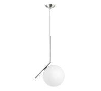 ZTTECH Lámpara Colgante Moderna de Vidrio Globo de Vidrio Opalino Acabado Metálico E27 Hanging Light Cable Ajustable 120cm para Isla de Cocina Comedor Dormitorio Cafetería (Plateado, 25cm)