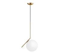 ZTTECH Lámpara Colgante Moderna de Vidrio Globo de Vidrio Opalino Acabado Metálico E27 Hanging Light Cable Ajustable 120cm para Isla de Cocina Comedor Dormitorio Cafetería (Dorado, 20cm)