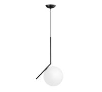 ZTTECH Lámpara Colgante Moderna de Vidrio Globo de Vidrio Opalino Acabado Metálico E27 Hanging Light Cable Ajustable 120cm para Isla de Cocina Comedor Dormitorio Cafetería (Negro, 20cm)