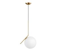ZTTECH Lámpara Colgante Moderna de Vidrio Globo de Vidrio Opalino Acabado Metálico E27 Hanging Light Cable Ajustable 120cm para Isla de Cocina Comedor Dormitorio Cafetería (Dorado, 30cm)