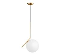 ZTTECH Lámpara Colgante Moderna de Vidrio Globo de Vidrio Opalino Acabado Metálico E27 Hanging Light Cable Ajustable 120cm para Isla de Cocina Comedor Dormitorio Cafetería (Dorado, 25cm)
