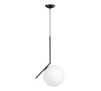ZTTECH Lámpara Colgante Moderna de Vidrio Globo de Vidrio Opalino Acabado Metálico E27 Hanging Light Cable Ajustable 120cm para Isla de Cocina Comedor Dormitorio Cafetería (Negro, 25cm)
