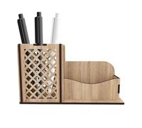 Zuasdvnk Porta tarjetas de visita con soporte para bolígrafos, soporte para tarjetas de visita - Estuche organizador de exhibición de tarjetas de visita de madera,Organizador de mesa para escritorio,