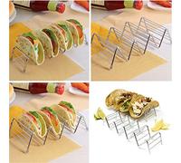 Zunate 2 Piezas Soporte para Tacos en Forma de V de Acero Inoxidable (3-4 | Compacto, metal a prueba de óxido, ahorro de espacio, organizador de encimera, herramienta de preparación nocturna para tacos