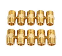 Zunate Conector Macho NPT Macho de 3/8 Pulgadas, Conector a con Boquilla Hexagonal de Latón, Paquete de 10, Resistente a la Corrosión, Antioxidante para Reparación de Fugas, Renovación de Baños,