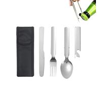 Zunetsutock Set De Cubiertos,portátil resistente apto lavavajillas con de almacenamiento portátil | juego de utensilios de mesa,para Almuerzo Cena Restaurante Viaje Camping Picnic Senderismo