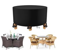 ZUROJ Funda Muebles Jardin Impermeable Redonda Ø 315 x 50 cm 420D Oxford Funda para Muebles de JardíN, Funda Mueble Exterior, a Prueba de Viento, Anti-UV, Redonda Funda Protectora