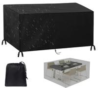 ZUROJ Funda para Muebles de Jardín Impermeable,100x45x100cm/LxWxH Tela Oxford 600D, Anti Viento, Anti UV Funda Protectora Mesa Exterior con Hebilla a Prueba de Viento, Rectangular, Negro