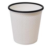 Zuvo Cubo de basura de plástico - Diseño moderno cilíndrico de parte superior abierta, cesta de basura ligera, para cocina, dormitorio, baño y oficina, color blanco