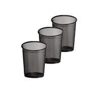 Zuvo Paquete de 3 cubos de basura circulares de malla, cubo de basura ligero, cubo de basura de metal, ideal para cocina, hogar, oficina, dormitorio, sala de estar, escritorio, dormitorio (negro)