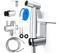 Zuvo Pulverizador de bidé de mano de acero inoxidable 304 para inodoro, ducha musulmana con adaptador en T de manguera de 1,5 m, higiénico, ecológico