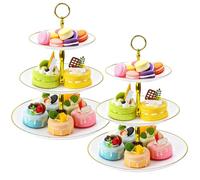 Zuxbolf 2 Piezas Soporte para Pasteles de 3 Niveles,Bandeja de Tartas Reutilizable Plato de Frutos Soportes Cartón para Cupcakes Bandeja de Postre para Fiestas,Cumpleaños,Bodas,Baby Shower, Postres