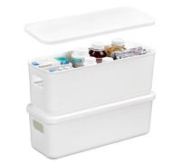 Zuxbolf Caja de Almacenamiento con Tapa,2 Piezas Cajas de Ordenación de Almacenaje Plástico Multifuncional Pequeñas Cesta de Almacenamiento con Asas para Cocina,Baño,Armario,Oficina(28×9.5 ×10cm)