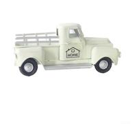 ZWEquipint Figura de metal retro modelo de coche de hierro antiguo decoración de vehículo para el hogar, oficina, bar, estante de mesa, adorno negro, crema, blanco, amarillo limón (blanco apagado)