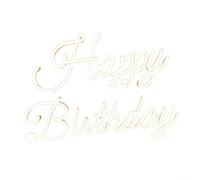 ZWEquipint Letrero de neón de feliz cumpleaños con luz LED, decoración de pared, alimentado por USB, fiesta de silicona flexible para luz nocturna, blanco, 42 x 31 cm (cumpleaños)