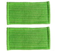 ZWEquipint Paquete de 2 almohadillas de microfibra reutilizables para mopa Swiffer, para modelos húmedos y secos, paños de limpieza lavables con broches, para suelos de madera dura, verde, 30 x 14,5