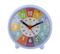 ZWEquipint Reloj de pared de aprendizaje silencioso para niños, aula, horas de enseñanza, minutos, 3.5 pulgadas, decoración del hogar de plástico (escuela temprana, azul)