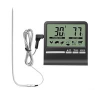 ZWEquipint Termómetro digital de cocina con sonda de acero inoxidable 304 para horno de barbacoa, hornear, freír profundamente, monitor de temperatura de alimentos, negro (negro 0-250 °C)