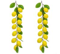 ZWEquipint Tiras artificiales de ratán de limón realista, guirnalda de frutas artificiales para decoración del hogar, boda, fiesta, resistente a la decoloración, ligera, flexible, fácil de organizar