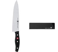 Zwilling Cuchillo de cocina, Longitud de la hoja: 20 cm, hoja ancha, Mango especial de acero inoxidable/plástico, Twin Pollux + Funda Cuchillo, Negro