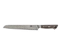 Zwilling Cuchillo de pan TANREI 23 cm con hoja de acero dentada y mango de madera de Damasco