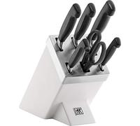 Zwilling Bloque de cuchillos Four Star, autoafilable, 7 piezas, acero inoxidable especial, blanco