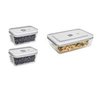 ZWILLING Fresh & Save - Recipientes de vidrio para almacenamiento de alimentos, 3 unidades, recipientes pequeños y grandes