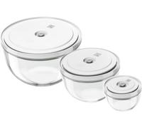 ZWILLING Set de boles al vacío Fresh & Save – Vidrio 6 piezas S/M/L transparente-blanco