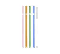 Zwilling - Pajitas de vidrio Sorrento 4 unidades, rectas, reutilizables, multicolor, incluye cepillo