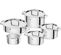 ZWILLING Batería de cocina Passion – 5 piezas, 4 tapas, acero inoxidable, apta inducción, gris
