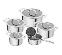 ZWILLING Peak - Batería de cocina (5 piezas, revestimiento antiadherente de cerámica, tapa de cristal, acero inoxidable 18/10, para todo tipo de fuegos, incluida inducción)