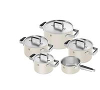 ZWILLING PURE - Juego de 5 cacerolas (5 piezas, acero inoxidable 18/10, revestimiento exterior de cerámica, asas Stay Cool), color blanco