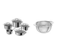 Zwilling Quadro Set batería de cocina 5 piezas, Acero Inoxidable, 1 cm, 58 x 35 x 30 cm & 39643-020-0 Colador Mesa, Acero inoxidable, 20 cm