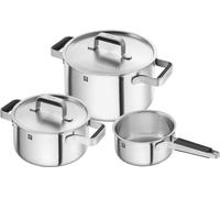 Zwilling - Set de 3 ollas con tapas, línea Pure, color plateado