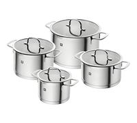 ZWILLING True Flow 4 pc Pan Set, stainless steel cookware for gas stove and induction cooker, durable construction, ideal for versatile cooking, includes frying pan and cooking skillet.
