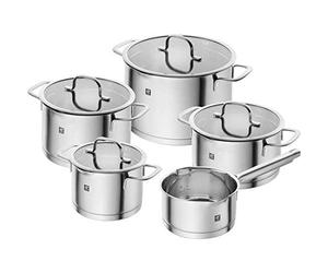 ZWILLING True Flow 66920-005-0 Pan Set 5 pc(s) stainless steel cooking skillet set for gas stove and induction cooker. Perfect for all your frying needs with durable construction and sl esign.