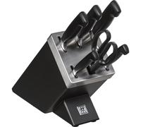 Zwilling Vier Sterne Bloque de Cuchillos 7 piezas negro, autoafilante de cerámica, KIS-Technologie de acero inoxidable con tratamiento FRIODUR de 7 piezas, negro con tijeras y tapa de acero inoxidable