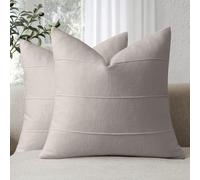 ZWJD Fundas de Cojines 40x40 de Lino Natural, Pack de 2 Unidades Fundas Cojines de Color Gris con Patrón de Rayas, Ideales para Sofá, Cama, Dormitorio y Salón, Cojines Decorativos Modernos