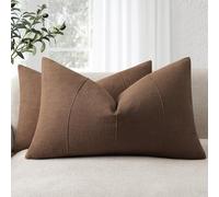 ZWJD Fundas de Cojines 40x60 de Lino Natural, Pack de 2 Unidades Fundas Cojines de Color Marrón con Patrón de Rayas, Ideales para Sofá, Cama, Dormitorio y Salón, Cojines Decorativos Modernos